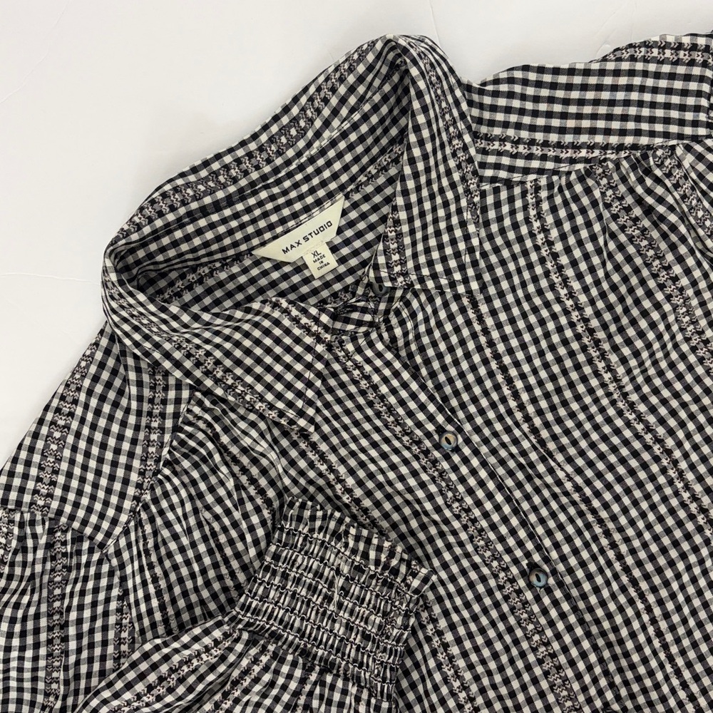 Max Studio Black and White Gingham Shirt - Picture 3 of 15
